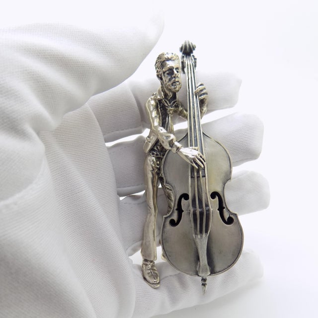 Vintage Italian Genuine Silver Cellist Large Figurine from Arezzo Toscane, 1970s For Sale - Image 14 of 18