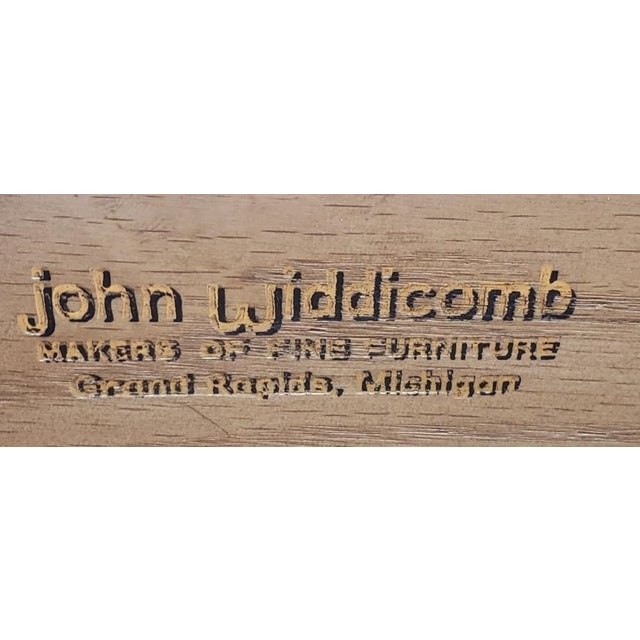 Wood Vintage John Widdicomb Factory Custom Blush Pink Louis XV Style Tooled Leather Top Writing Desk For Sale - Image 7 of 11