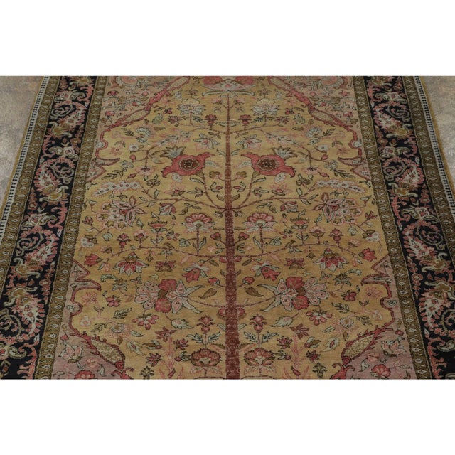 Traditional Antique Persian Qum Rug With Central Floral Play in Pastel Hues - Rug & Kilim For Sale - Image 3 of 9