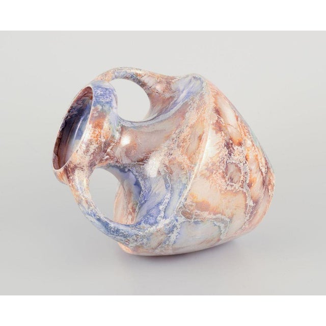 Art Deco Marmor Vase in Ceramic with Marble Decoration from Arabia, Finland, 1920s For Sale - Image 6 of 8