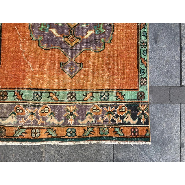 1960s Turkish Orange Handknotted Runner Rug For Sale - Image 9 of 10