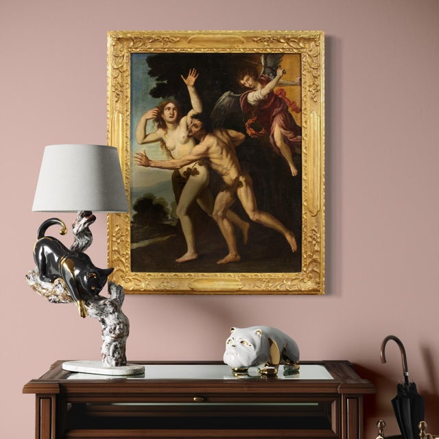 Italian Artist, The Expulsion of Adam and Eve from the Garden of Eden, 1640, Oil on Canvas, Framed For Sale - Image 13 of 16