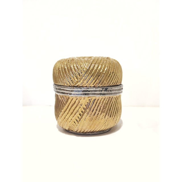 1980s San Marco Ceramic Yarn Spool Vide-Pochette | Italian Gilded Catchall For Sale - Image 5 of 5