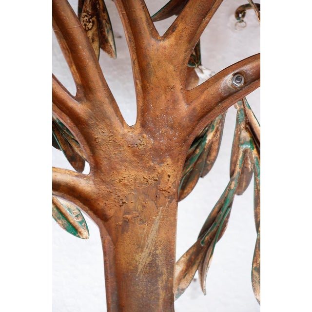 Brown French Olive Tree Gilt Tole Metal Crystal Wall Light For Sale - Image 8 of 11