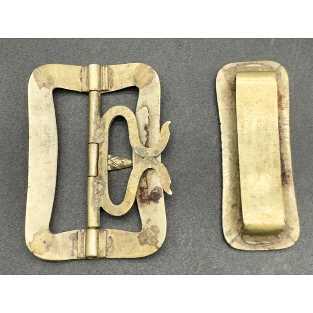 Tribal Antique Asian Brass Etched Belt Buckles, Full Set For Sale - Image 3 of 7