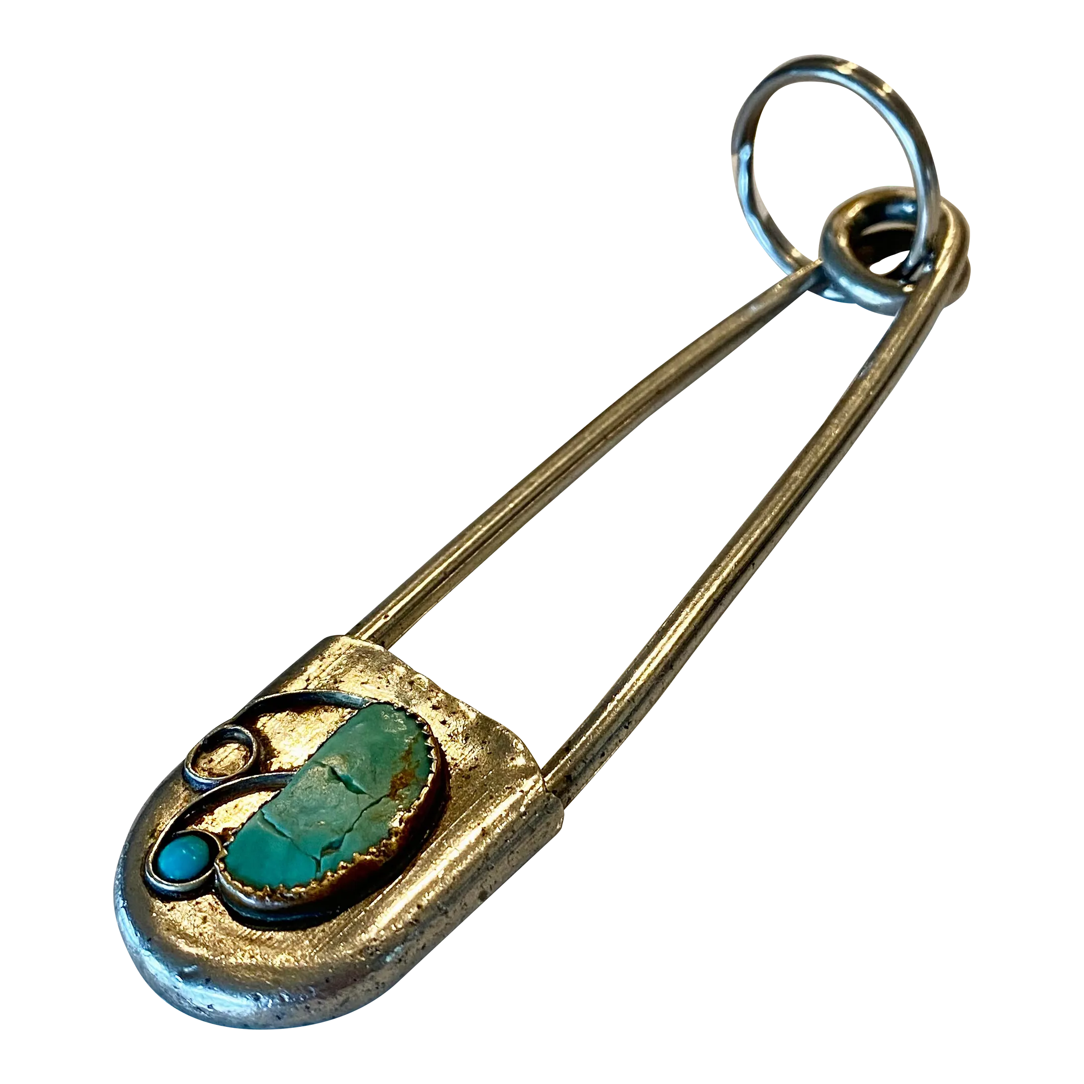 Navajo Old Pawn Safety Pin Key-Tag in Sterling Silver | Chairish