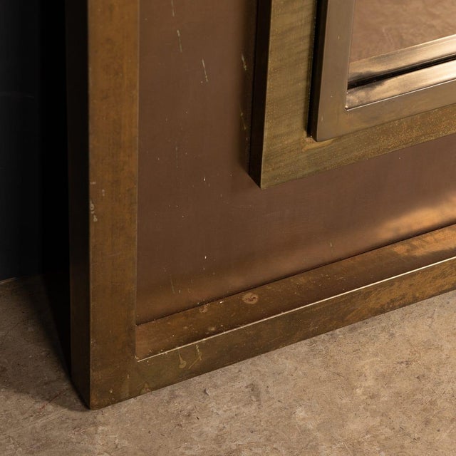 Vintage Square Brass and Bronzed Mirror from Belgo Chrom, Belgium, 1970s For Sale - Image 9 of 18