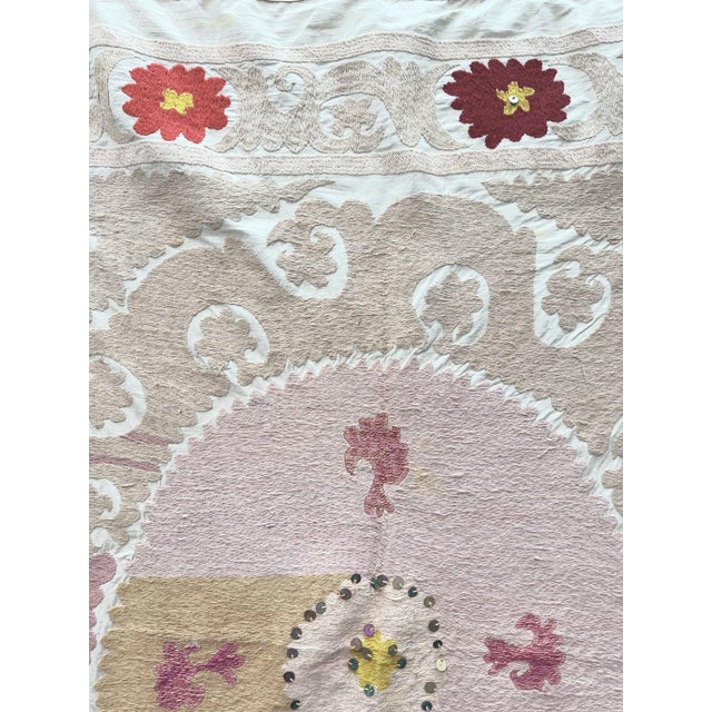 Tribal Tashkent Suzani Embroidery Wall Decor 4' X 4'4'' For Sale In New York - Image 6 of 8