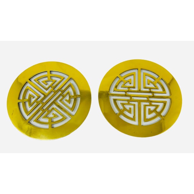 Brass Vintage Brass Happiness Trivets - a Pair For Sale - Image 8 of 8