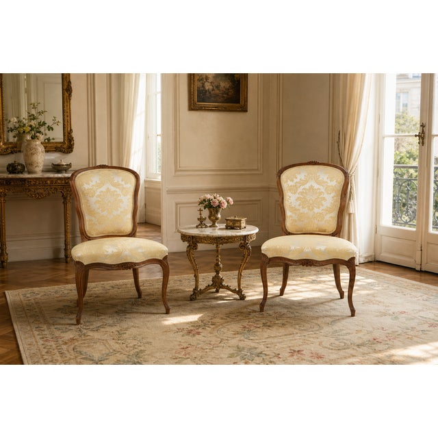 Antique Louis XV Side Chairs, France, 1850s, Set of 2 For Sale - Image 6 of 7
