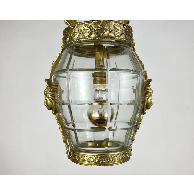 Antique Bronze Lantern Ceiling Light, France, 1920s For Sale - Image 4 of 10