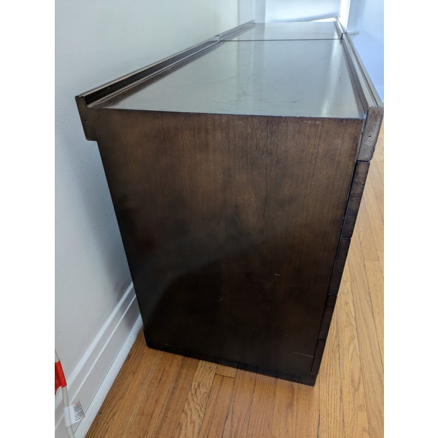 Mid-Century Modern 1960s Vintage Baker Furniture Credenza Walnut Sideboard With Brass Hardware For Sale - Image 3 of 8