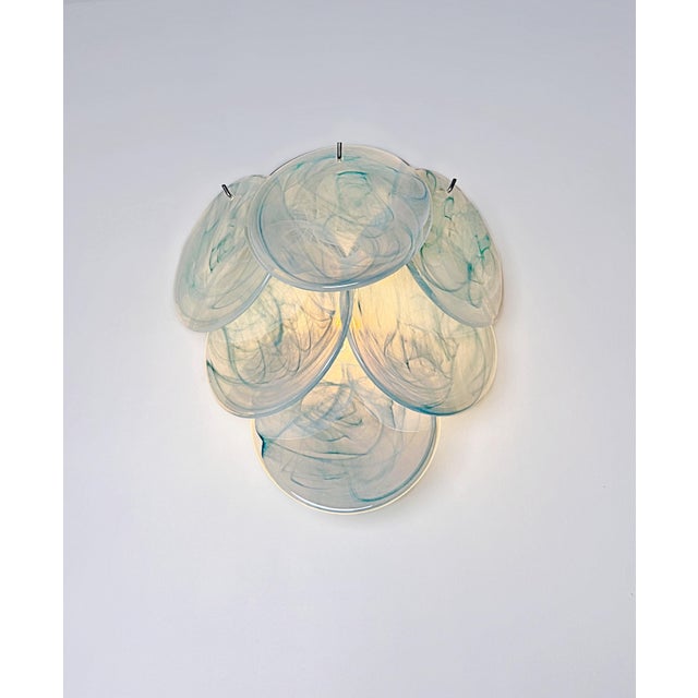 Blue Alabaster Blue Glass Discs Wall Sconces, 1990s, Set of 2 For Sale - Image 8 of 14