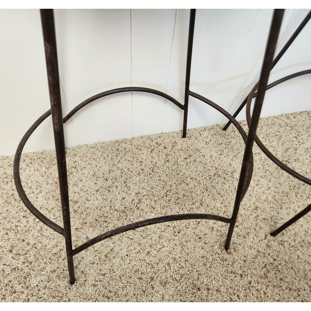1950s Mid Century Barstools Attributed to Arthur Umanoff Wicker and Iron Pair For Sale - Image 5 of 9