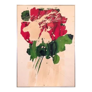 Ray Frost Fleming Red & Green Abstract Signed Contemporary Watercolor on Paper