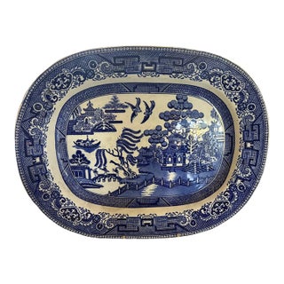19th Century English Staffordshire Blue and White Transferware Platter For Sale