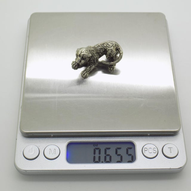Vintage Italian Handmade Genuine Silver Lion Cub Figurine, 1970s For Sale - Image 12 of 14