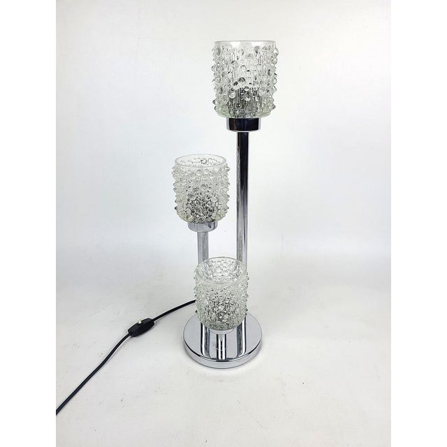 Vintage Glass Table Lamp, 1970s, in Very Good conditions. Designed 1970 to 1979 European Plug (up to 250V).The wiring of...