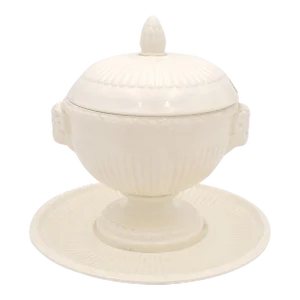 Circa 1950 Creamware Sauce Tureen on Stand, England