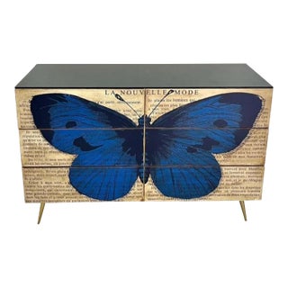 Mid Century Art Deco Style Italian Handcrafted Pop Art Six-Drawer Chest Cabinet For Sale