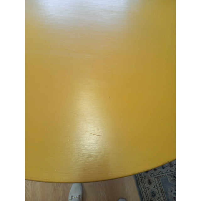 Vintage Round Lacquered Wood Table with Brass Feet, Base, 1950s For Sale - Image 6 of 10