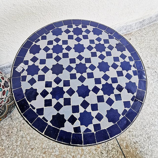 Moroccan Ke7la' Handmade Black & Gray Coffee Table With Mosaic Artwork For Sale - Image 3 of 6