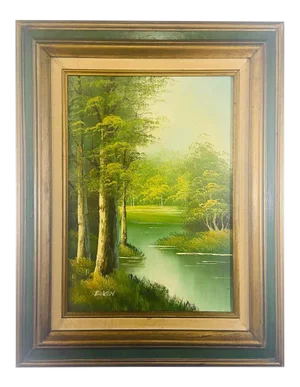 Landscape Oil on Canvas Framed Painting Signed Artist Bowen