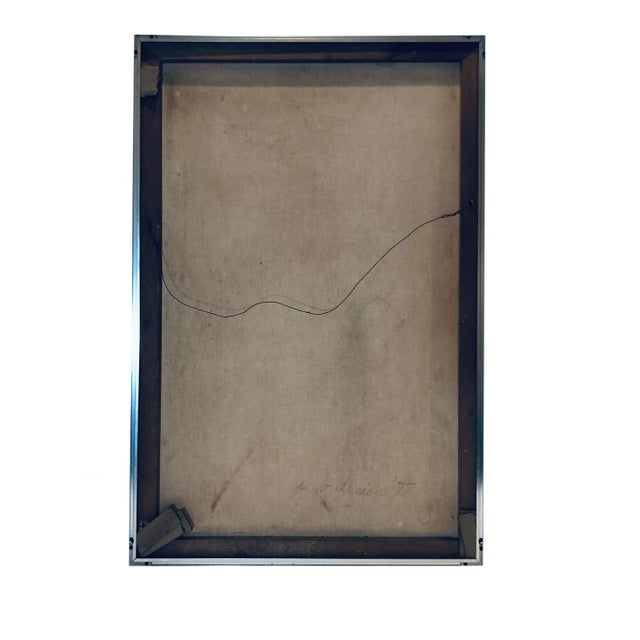 By listed Belgian artist I. B. Dreier oil on canvas of florals. Dated 1977, signed. In chrome frame.