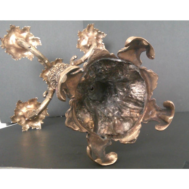 Vintage Old Retro Brass Candelabra Brevettato/European Style 5-Arm For Sale - Image 15 of 18