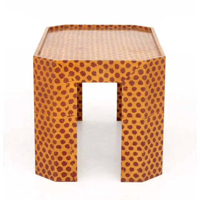 Modern Red and Yellow Patterned Side Table For Sale In New York - Image 6 of 7