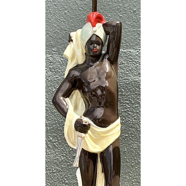 Mid 20th Century Vintage Mid Century Modern Glazed Ceramic Roma Lamps - A Pair For Sale - Image 5 of 12