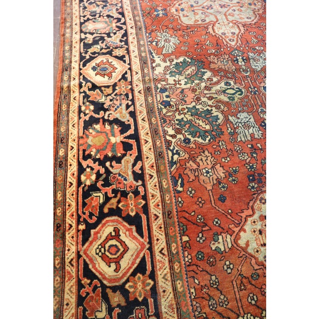 Antique Persian Feraghan Sarouk Carpet 9'1" X 11'9" For Sale - Image 11 of 12