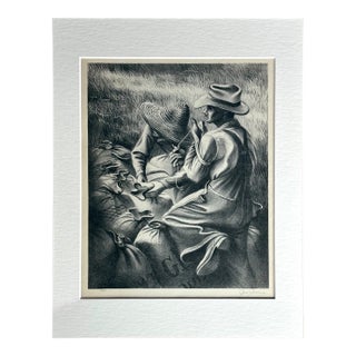 Vtg 1939 Print in 11x14 Mat, Ready to Frame: Joe Jones, "Missouri Wheat Farmers" For Sale