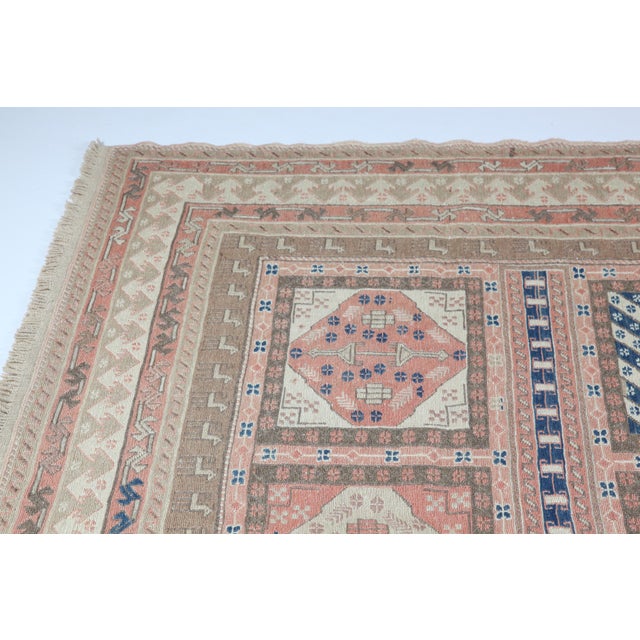 1990s 1990s Vintage Handwoven Embroidered Kilim With Geometric Panels - 6' 5'' X 9' 3'' For Sale - Image 5 of 15