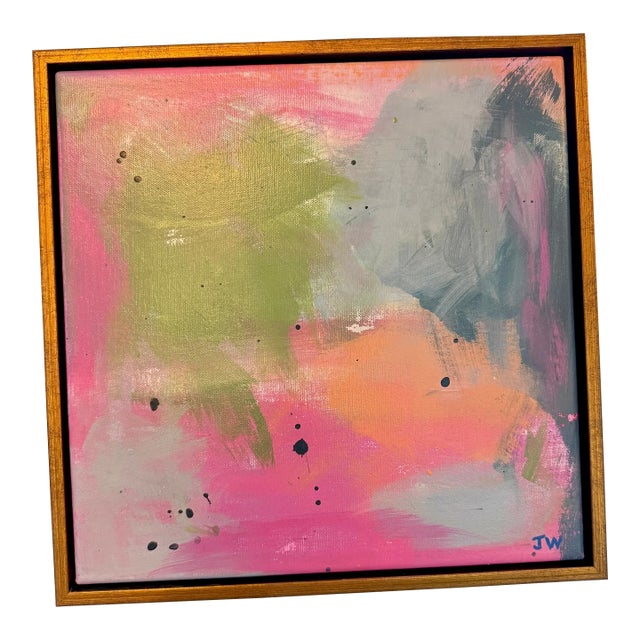 'Dreams in Bloom #3" Original Abstract in Gold Frame For Sale