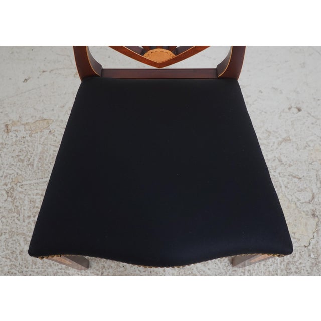 Wood Set of 6 Baker Inlaid Mahogany Norfolk Hepplewhite Dining Room Chairs For Sale - Image 7 of 18
