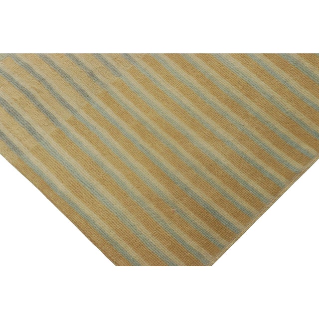 Art Deco Rug & Kilim’s Modern Art Deco-Inspired Rug in Gold and Blue Geometric Patterns For Sale - Image 3 of 7