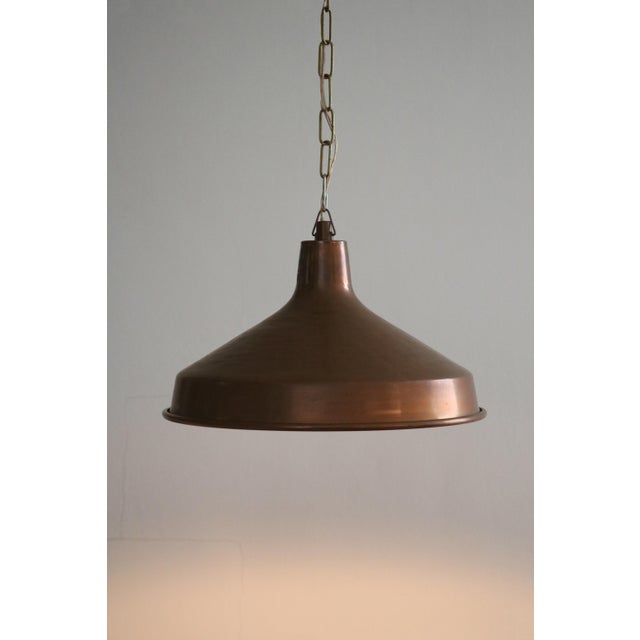 Danish Brutalist Hand-Hammered Copper Pendant Lamp from ES Horn Aalestrup, 1960s For Sale - Image 4 of 9
