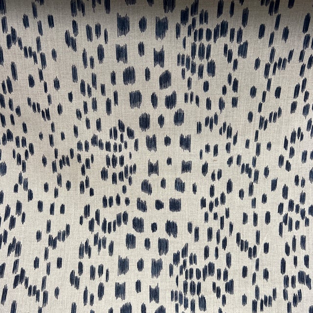 2020s Brunschwig & Fils Les Touches Indigo Blue on Natural Screen Printed Linen Fabric Custom- 4 Yards For Sale - Image 5 of 5