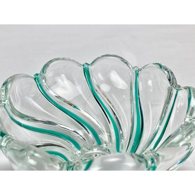 Vintage Italian Murano Sommerso Green Spiraled Art Glass Bowl For Sale - Image 4 of 7