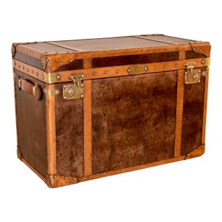 20th C. Refurbished Leather Steamer Trunk For Sale