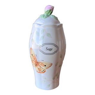 Lenox Butterfly Meadow Porcelain Spice Jar Sage For Sale