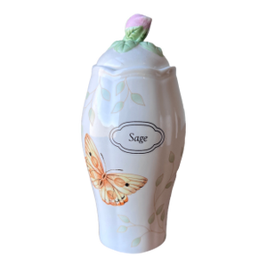 Lenox Butterfly Meadow Porcelain Spice Jar Sage