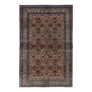 Hand-Knotted Antique Tehranian Persian Rug in Royal Blue, Wine & Beige Floral Pattern For Sale