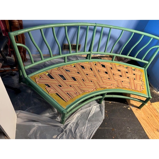 1960s Ficks Reed Hollywood Regency Style Vintage Rattan Sofa For Sale - Image 5 of 6