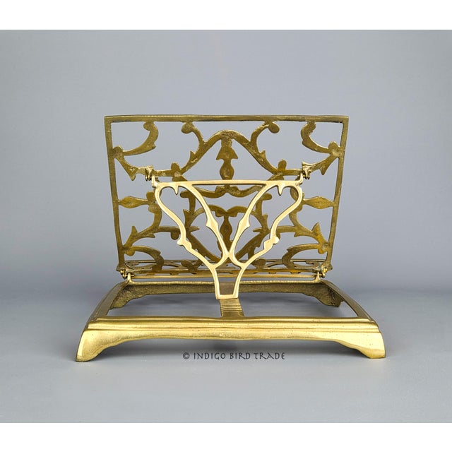 Mid 20th Century Large Vintage Brass Folding Book Stand Art Easel For Sale - Image 5 of 5