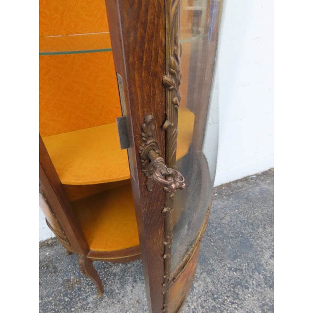 Brown French Hand Painted Vitrine Display Curio Cabinet Cupboard 6344 For Sale - Image 8 of 18
