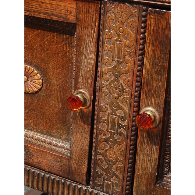 Vintage Mission Barley Twist Oak Server Cabinet ~ Sideboard Buffet Side Table For Sale - Image 10 of 14