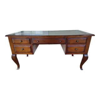 1990s Executive Leather Top Walnut Desk by Sligh Furniture Co. For Sale