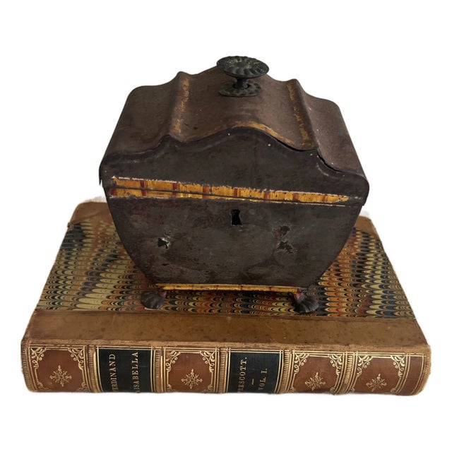 Antique Early 19th Century French Tole Sarcophagus Tea Caddy For Sale
